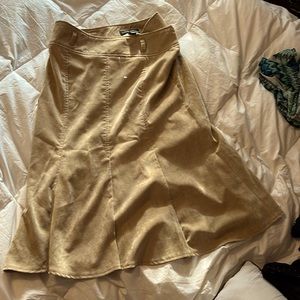 Mid length tan corduroy skirt